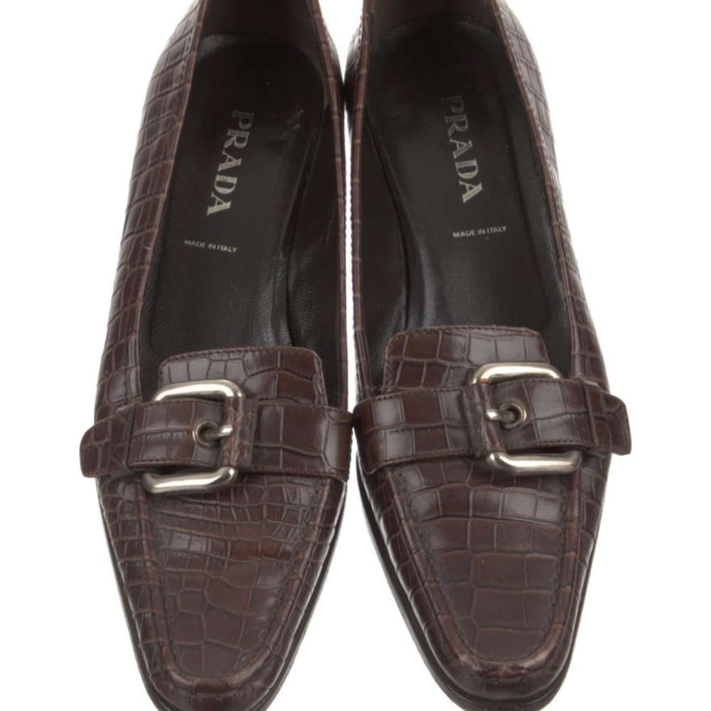 PRADA leather brown loafers